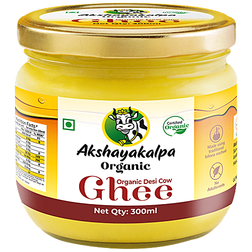 Akshayakalpa Organic Desi Cow Ghee - Rich Aroma, 300 ml Bottle